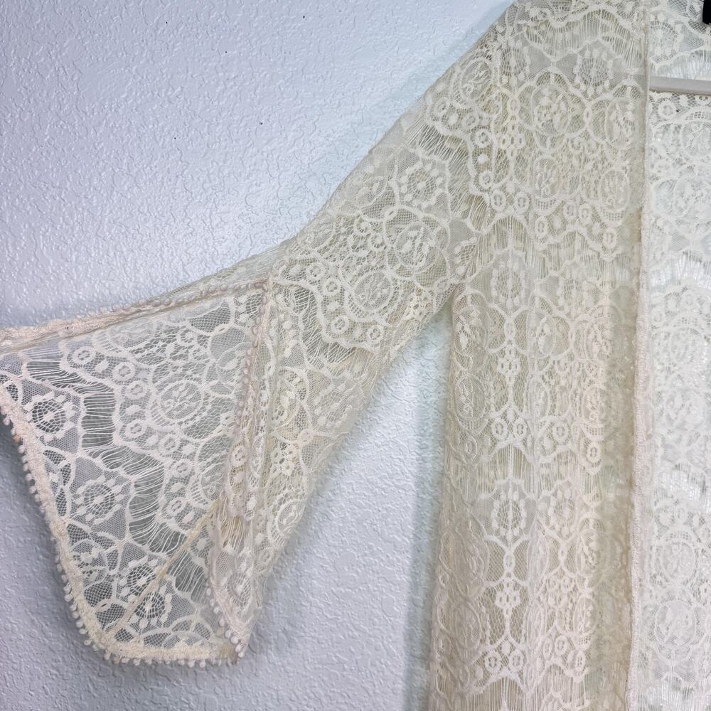 ASTR The Label Cardigan Womens Medium Lace Sheer Long Duster Boho Open Front - Picture 6 of 9